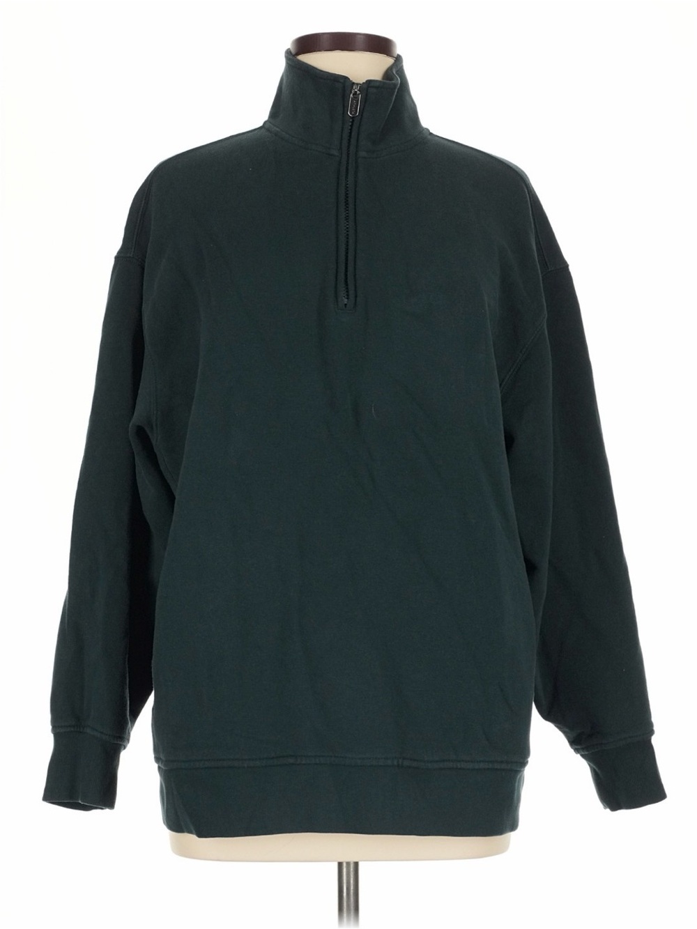 Athleta Dark Green Quarter-Zip Forever Fleece Pullover